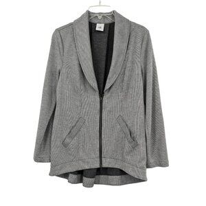 CAbi Knit Blazer Jacket Women Size S  Shawl Collar Zip Up Pinstriped Office Soft